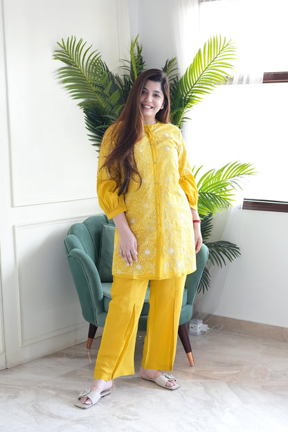 Taara Yellow Embroidered Cordset