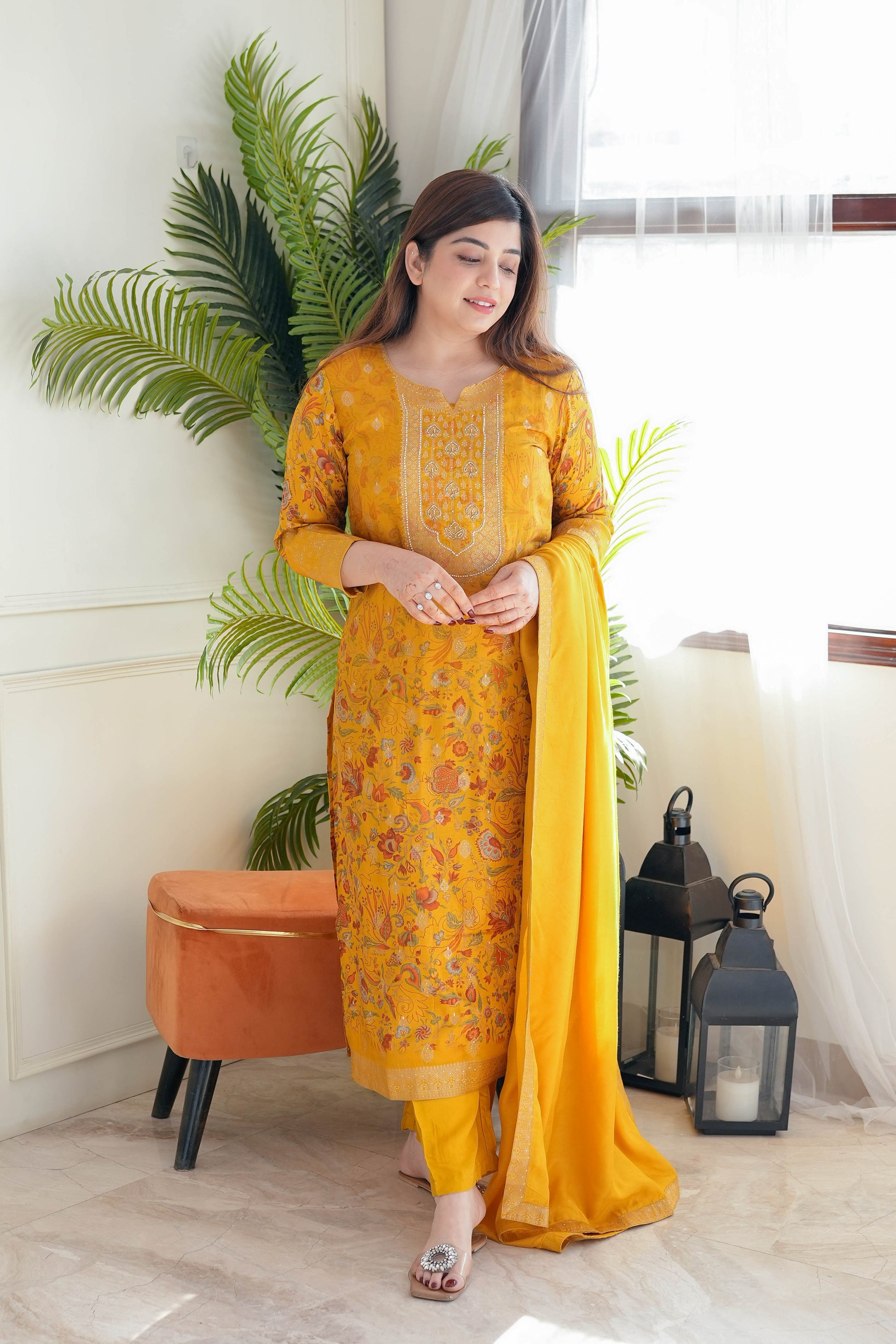 Janak Yellow Silk Suit Set