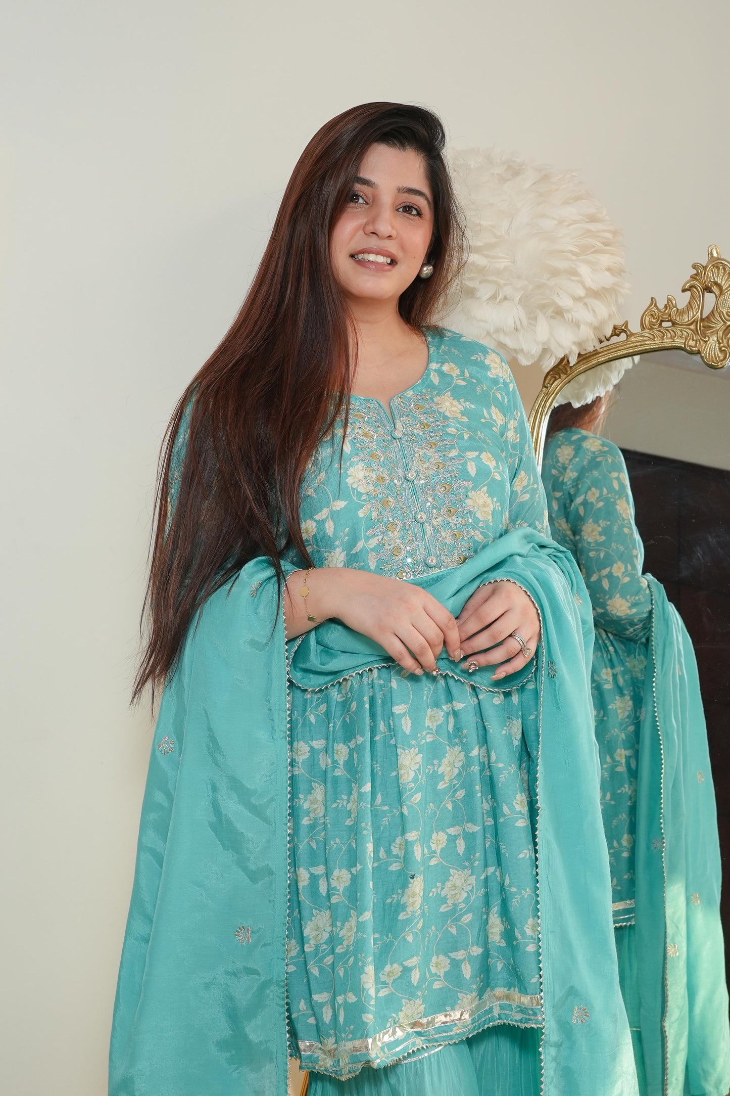 Meet Blue Sharara Suit Set