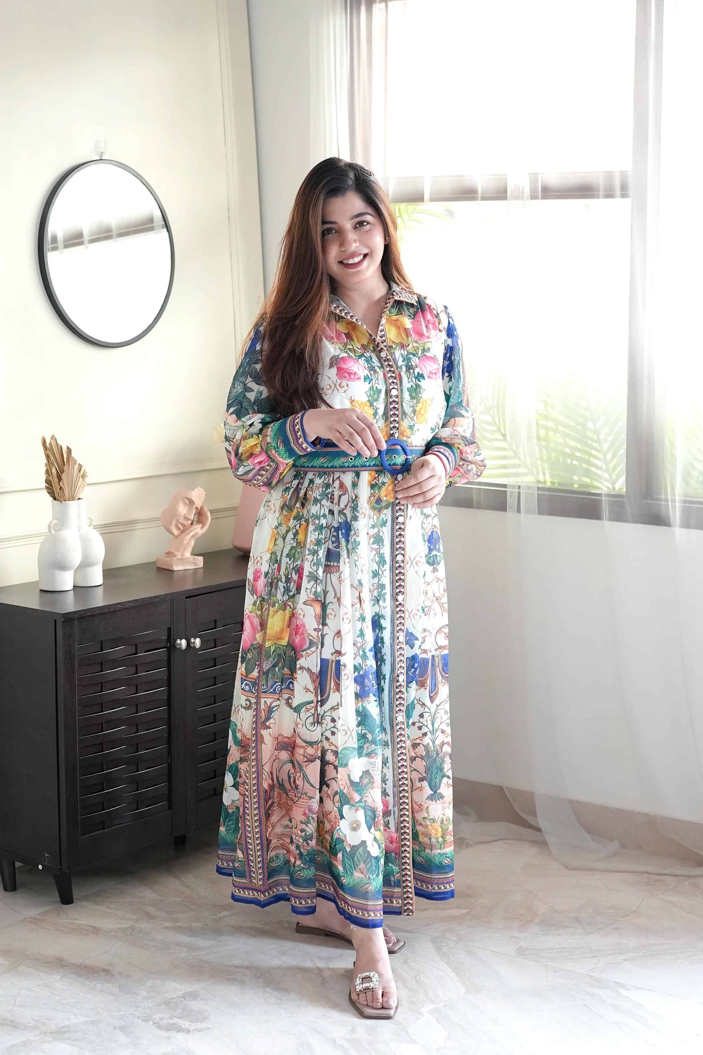 Genva Printed Button Up Maxi