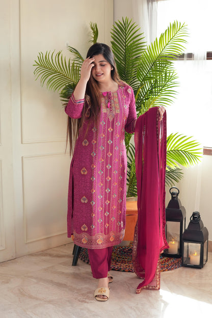 Pratha Pink Bandhani Print Silk Suit