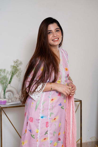 Neher Pink Printed Suit Set