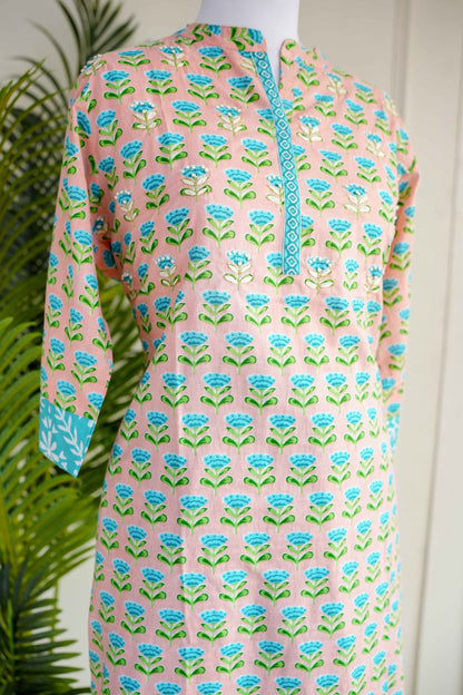 Sea Green Floral Print Suit Set