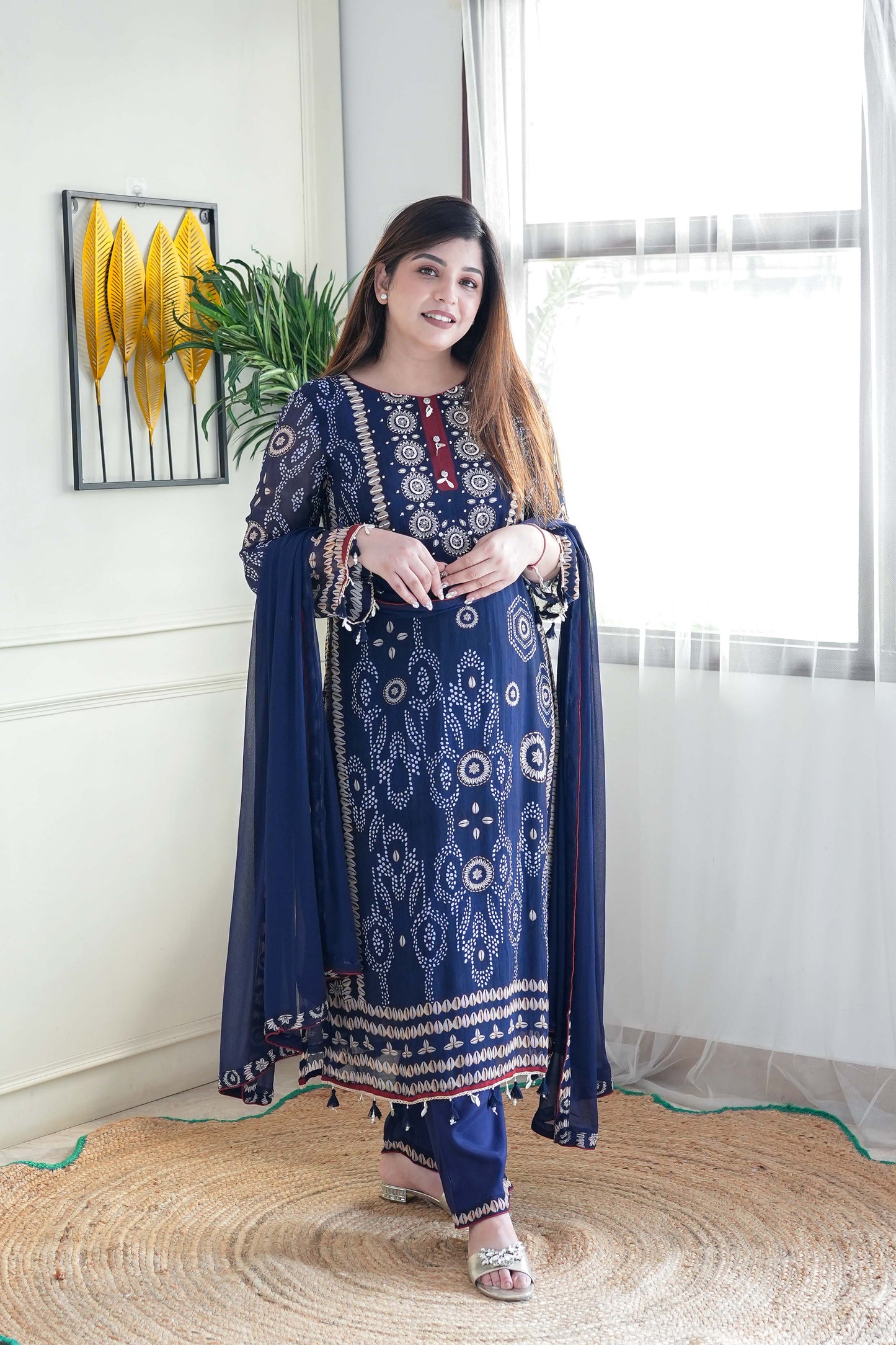 Yebaz Blue Printed Suit Set