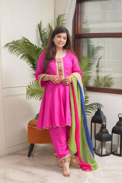 Pink Short Anarkali With Salwar