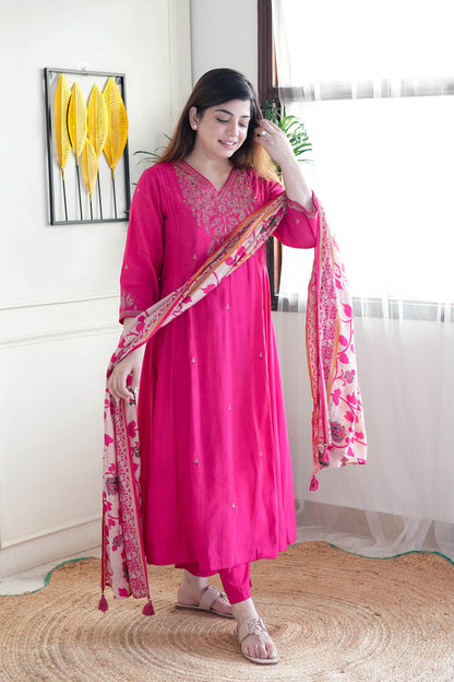 Safina Hot Pink Anarkali Suit Set