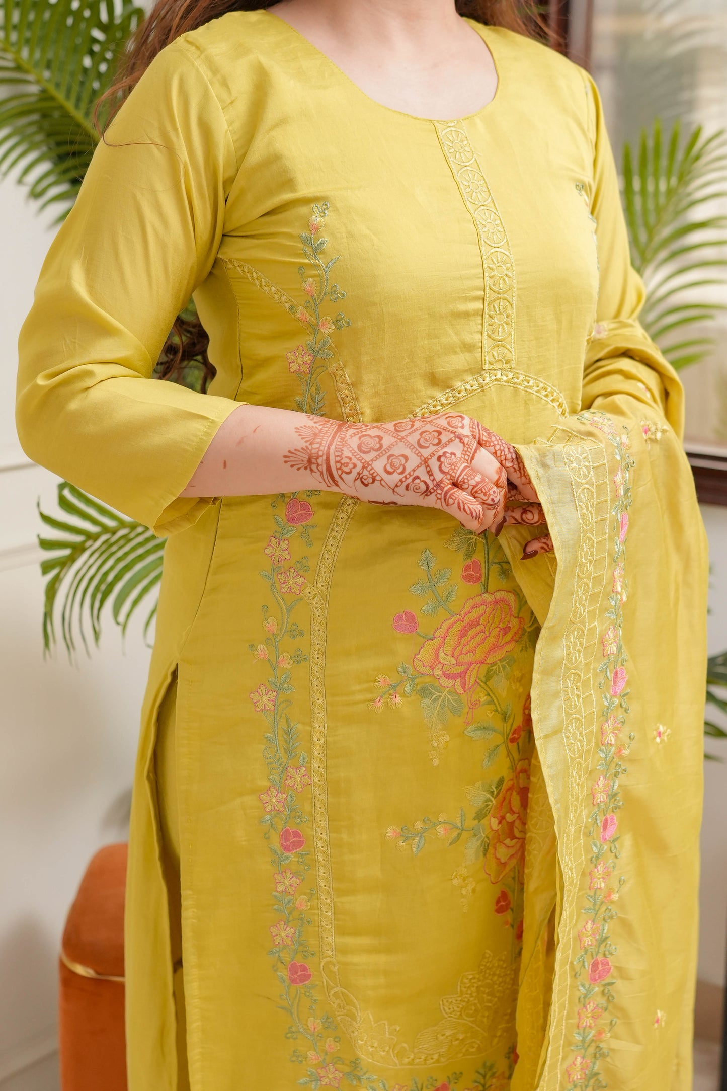 ILahi Yellow Embroidered Suit Set