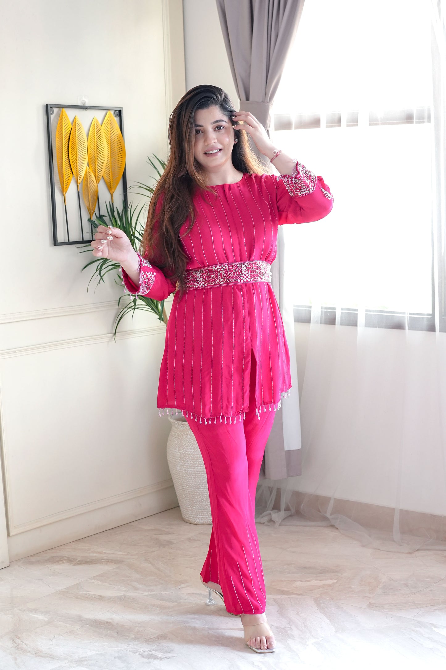 Gauhra Pink Embroidered Co ord Set