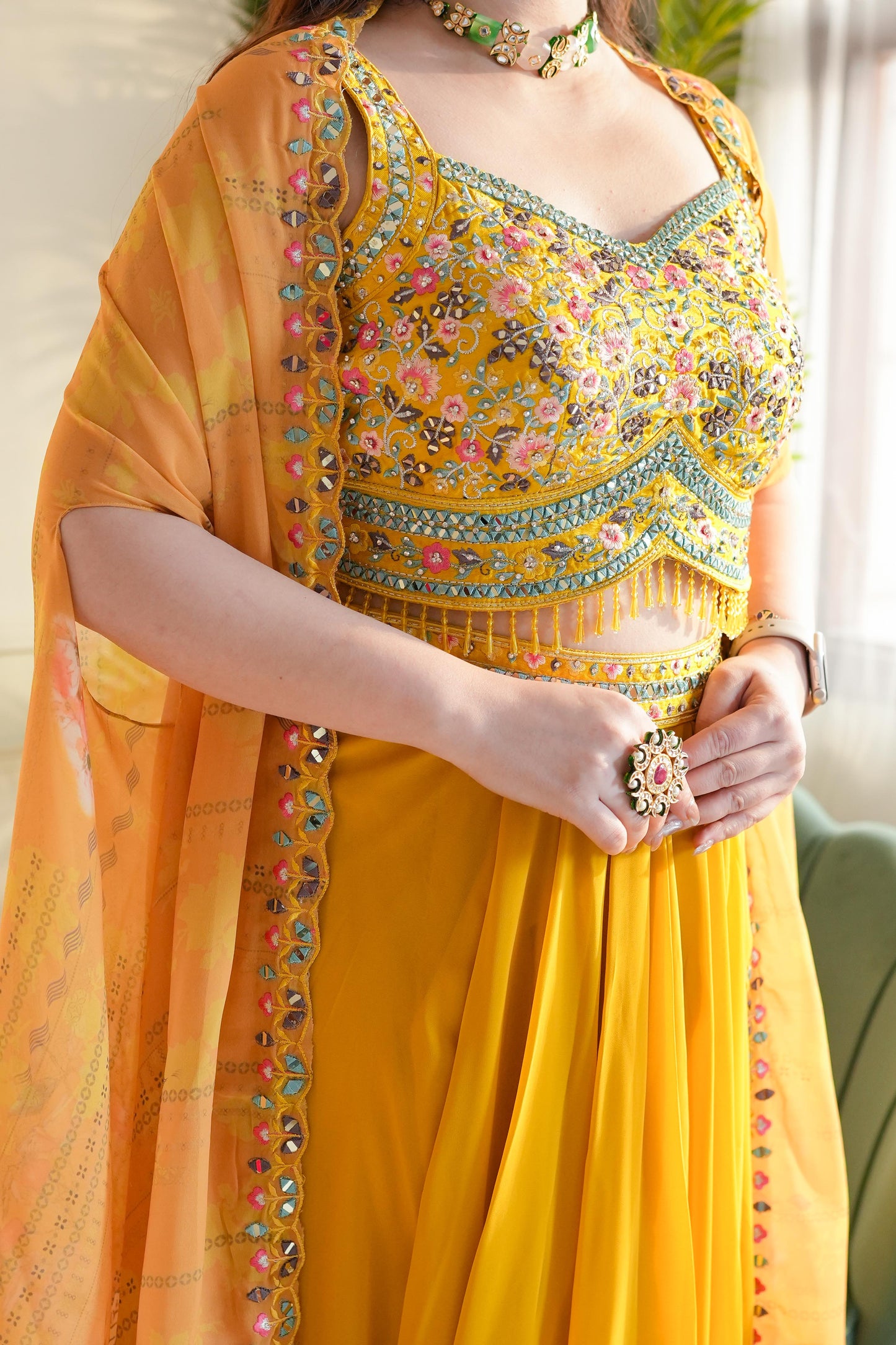 Mehram Yellow Three Piece Set