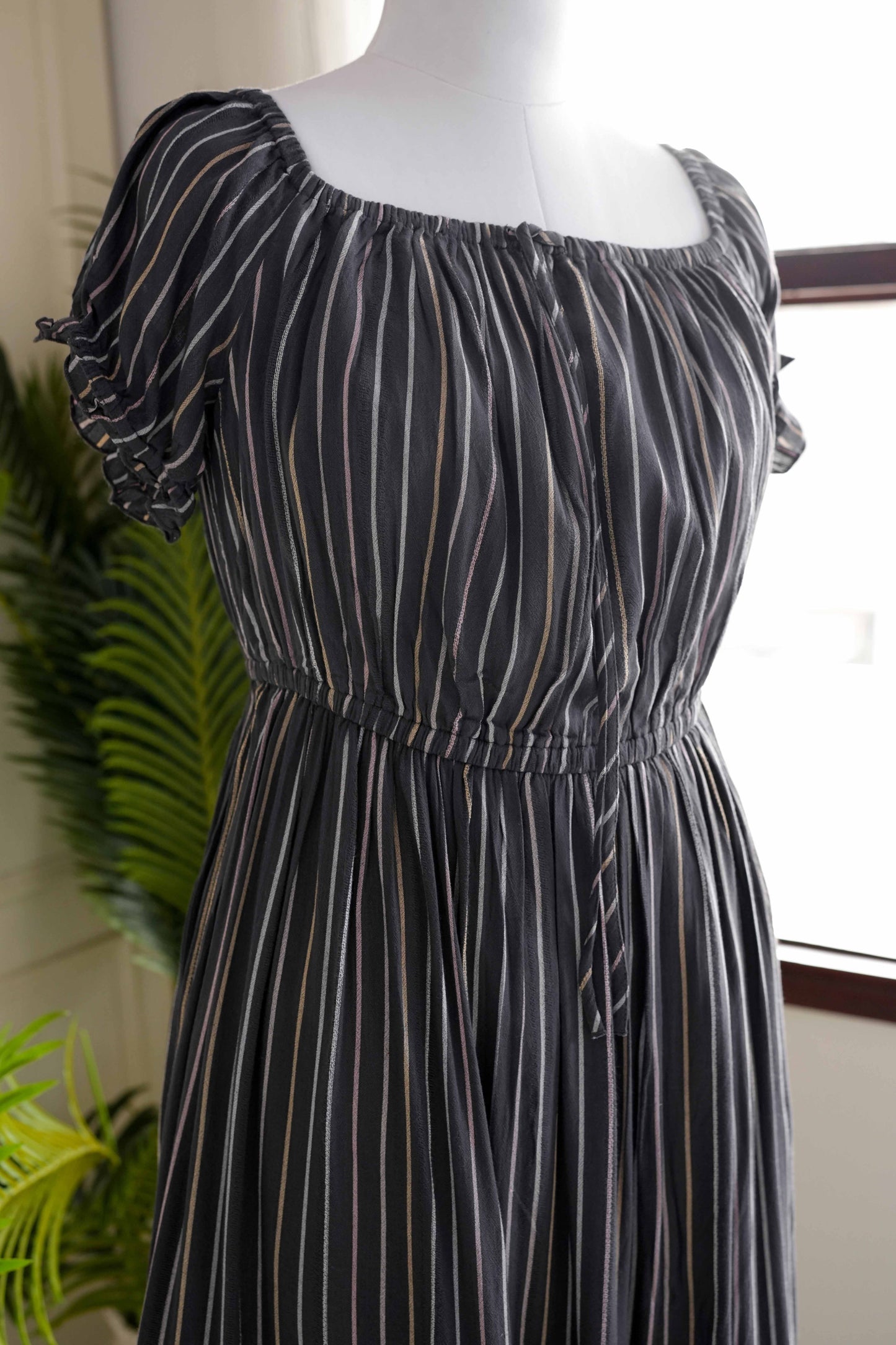 Black Striped Frill Dress