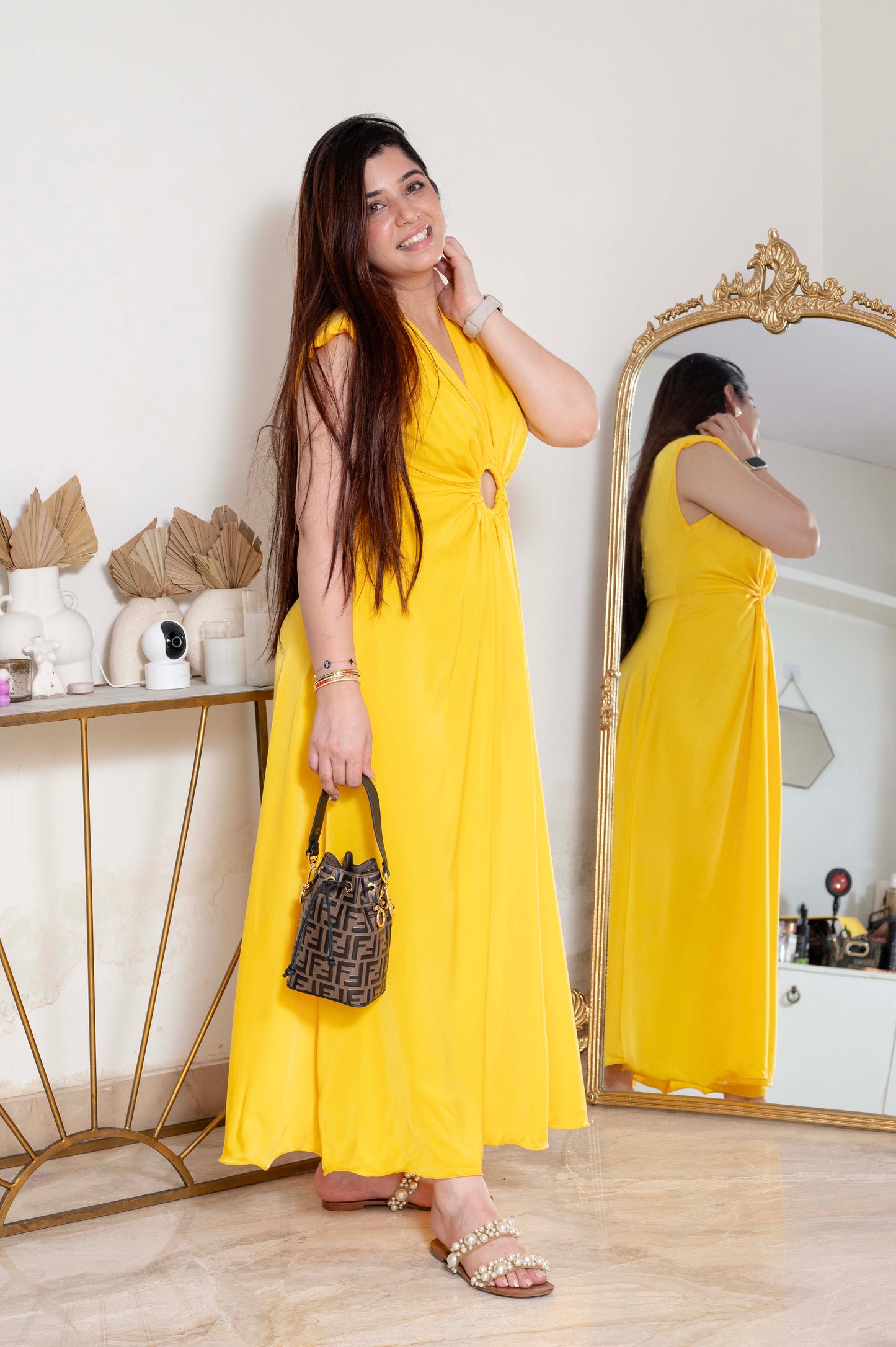 Yellow Luxe Satin Dress