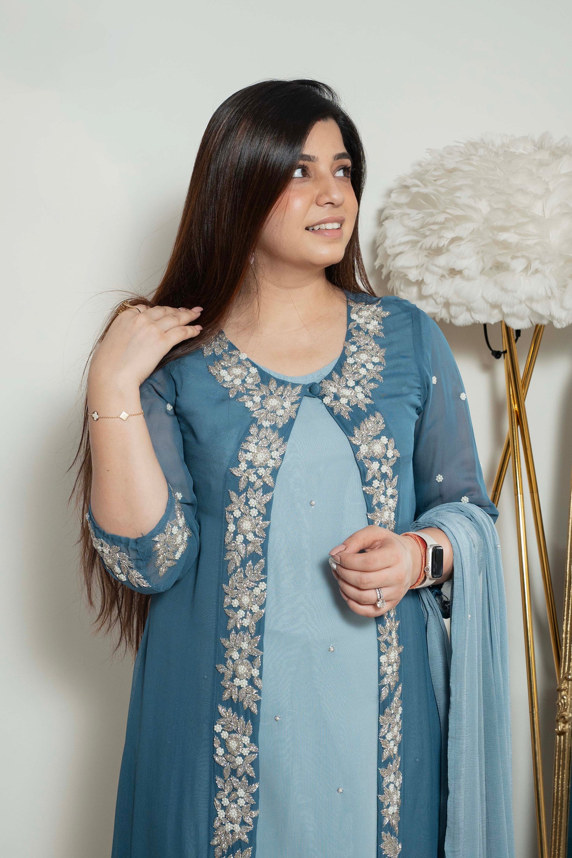 Heera Blue Embroidered Georgette Suit