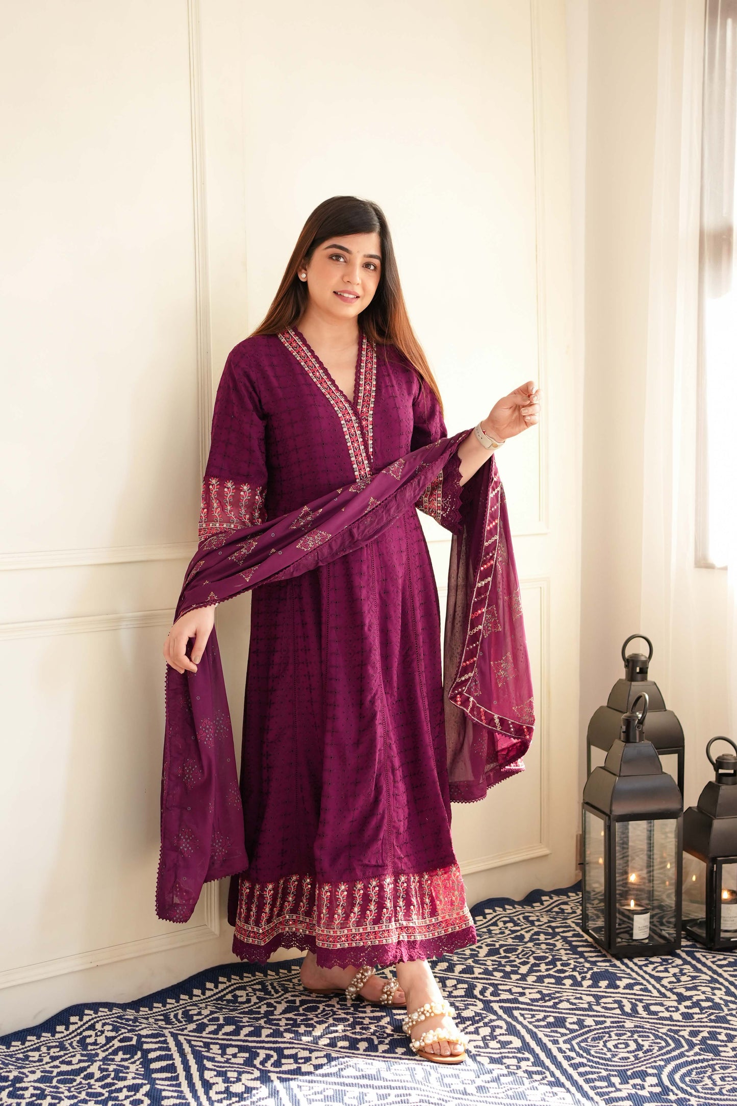 Neera Purple Voluminous Anarkali Suit Set