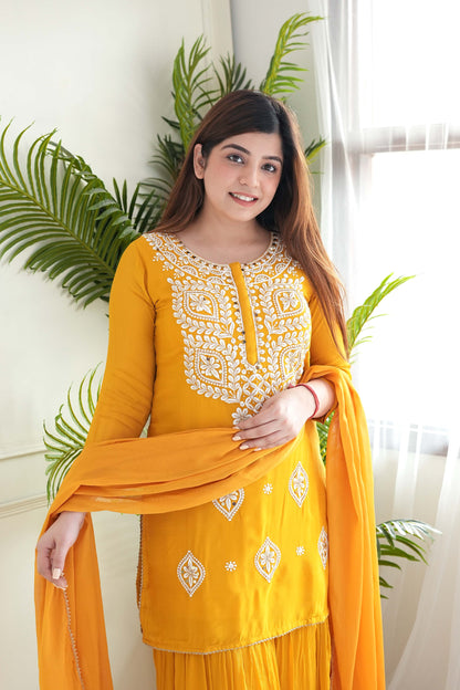 Seerat Yellow Embroidered Suit Set