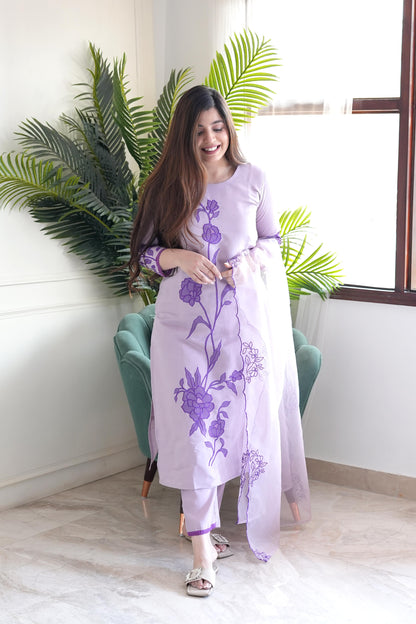 Naina Lavender Embroidered Suit Set