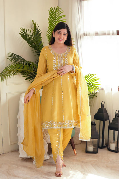 Prateem Yellow Gotta Embellished Short Anarkali