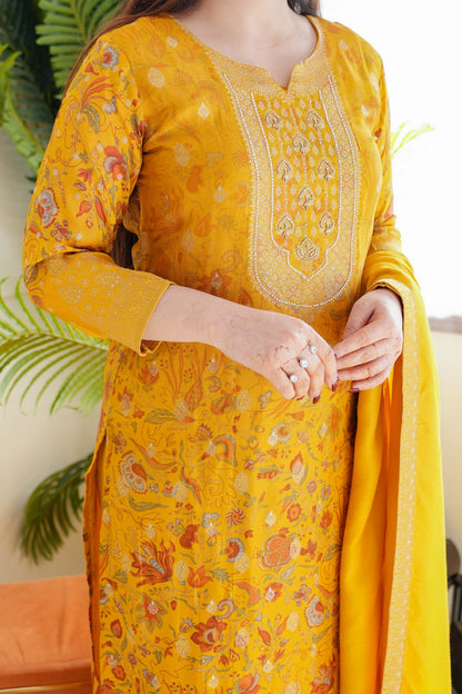 Janak Yellow Silk Suit Set