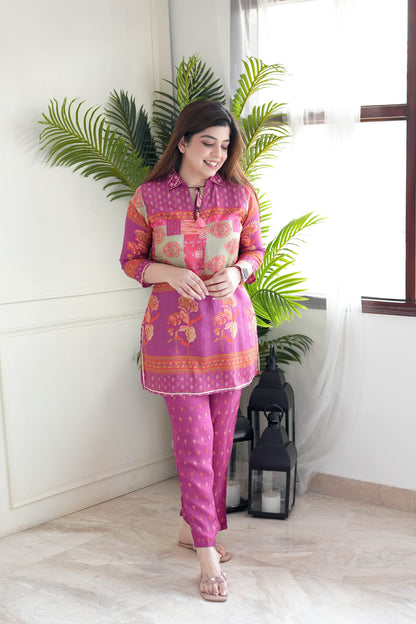 Faryaad Pink Digital Print Cordset