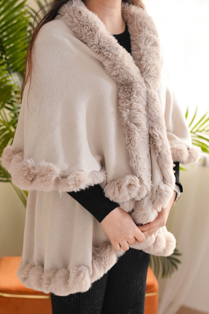 Tira Grey Furr Cape