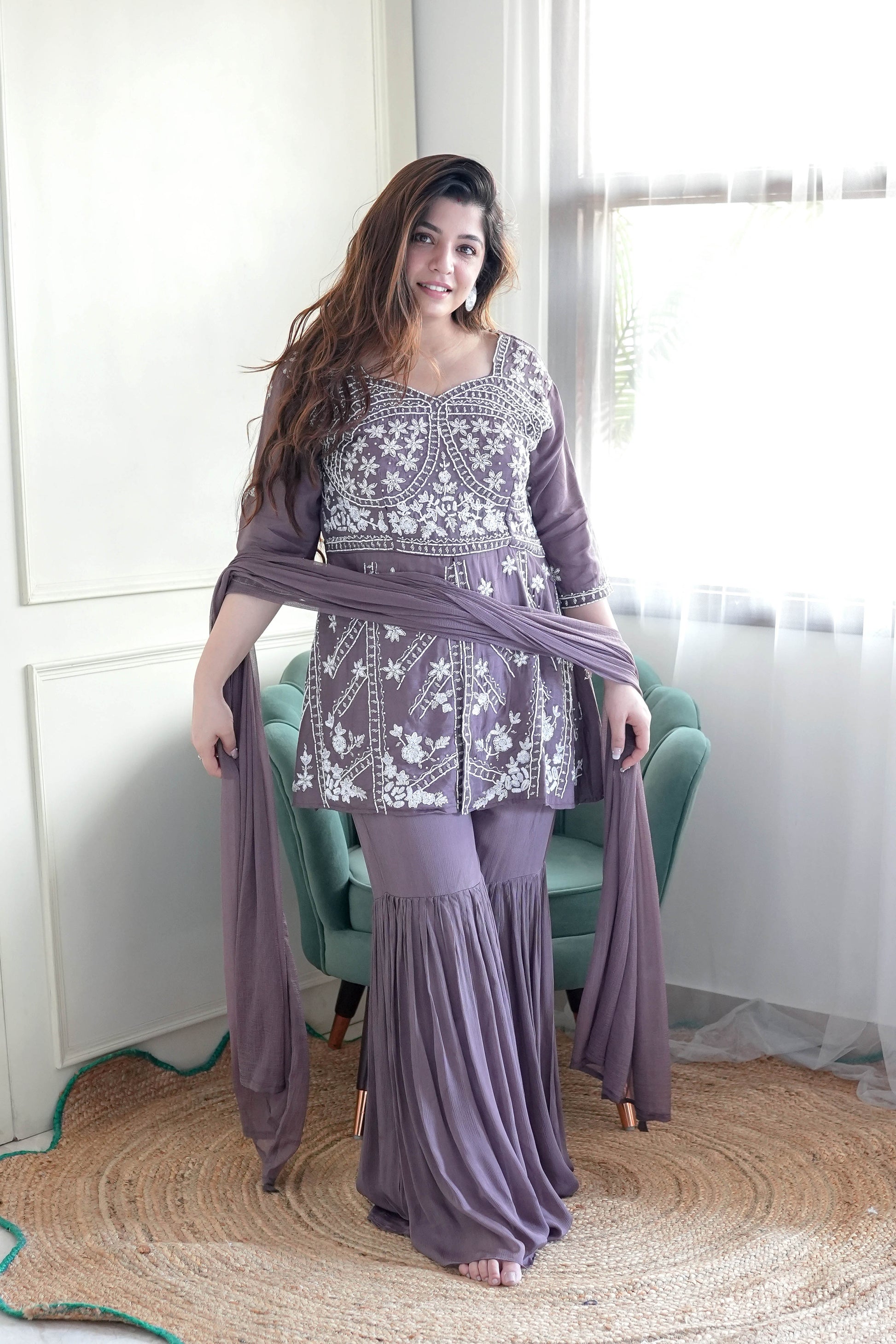 Keerat Brown Sharara Suit Set