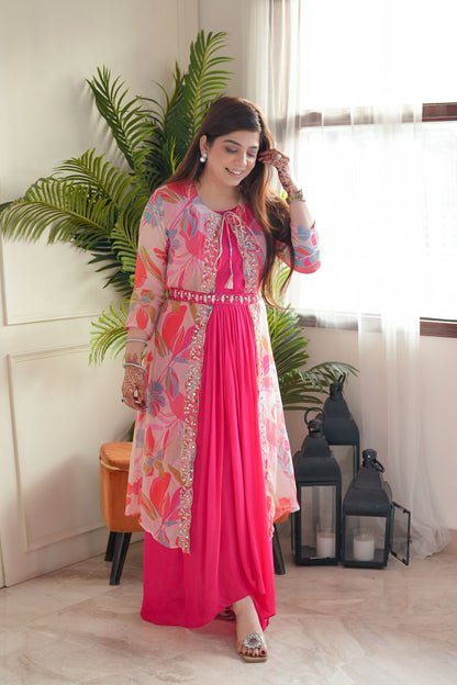 Feeza Hot Pink Maxi With Cape