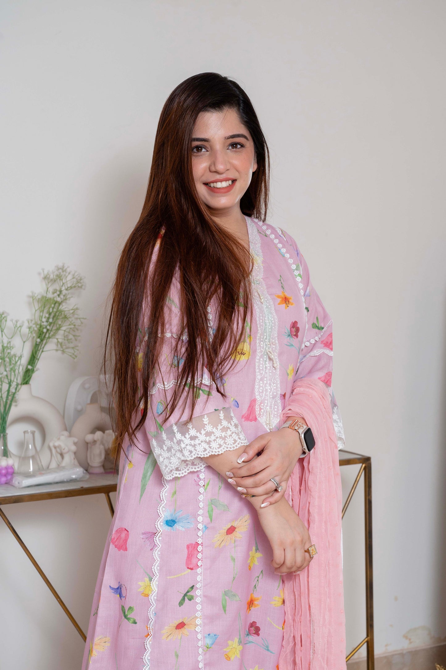 Neher Pink Printed Suit Set