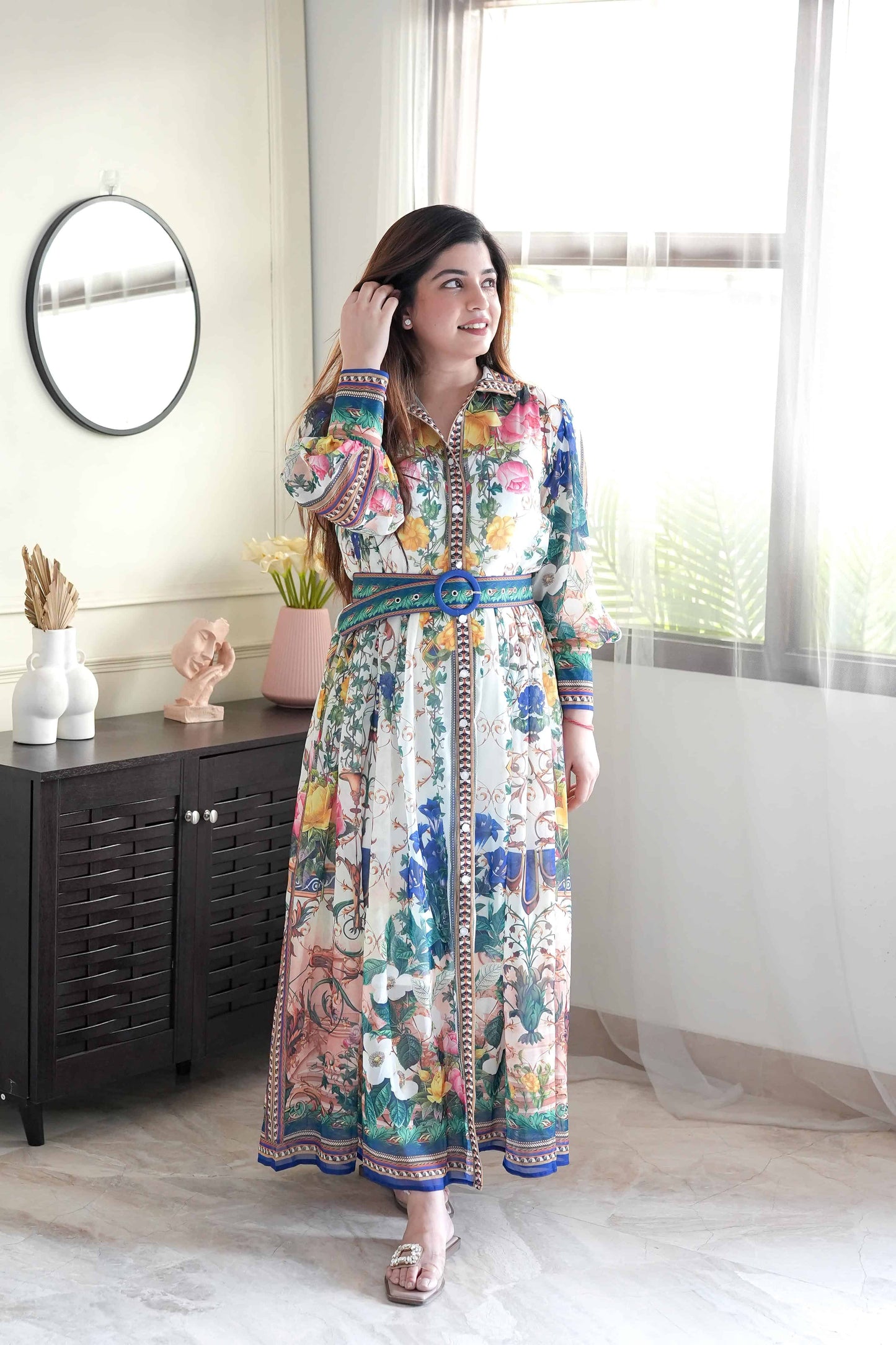 Genva Printed Button Up Maxi