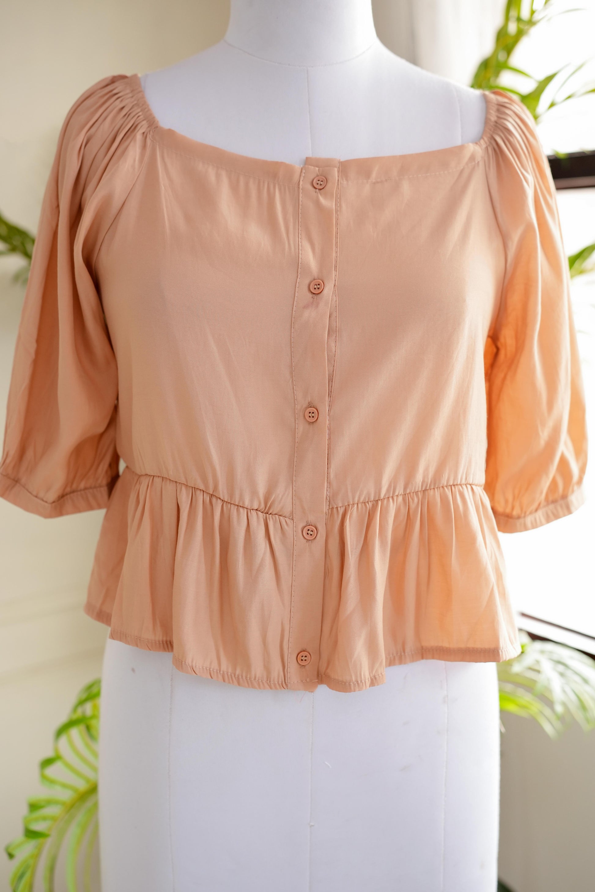 Front Button Up Peplum Top