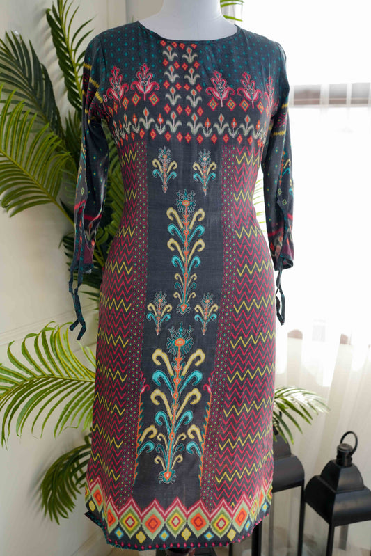 Black Printed Straight Kurta