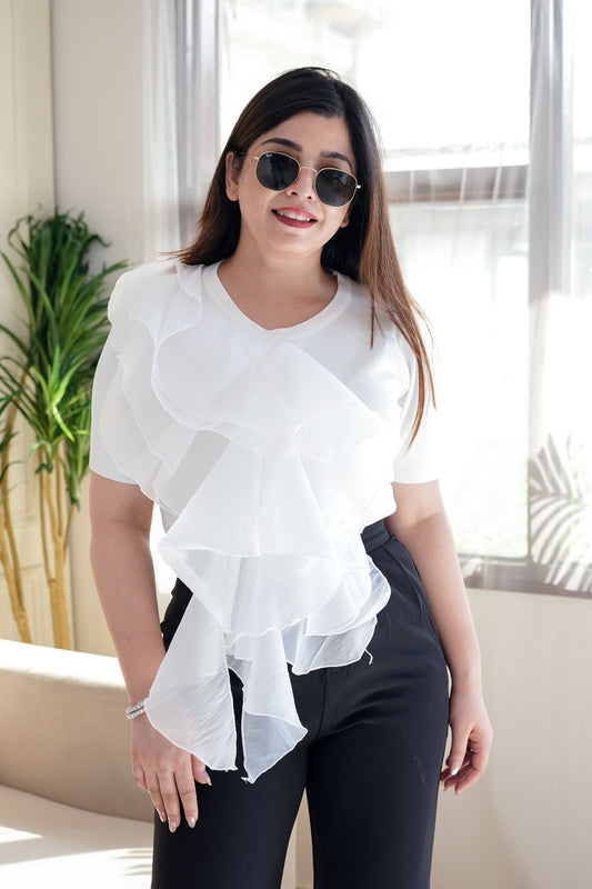 Sophia White Frill Top