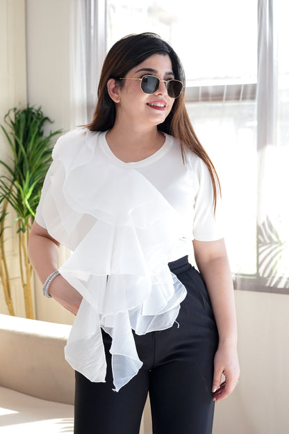 Sophia White Frill Top