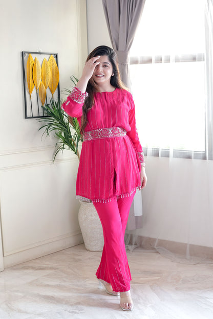 Gauhra Pink Embroidered Co ord Set