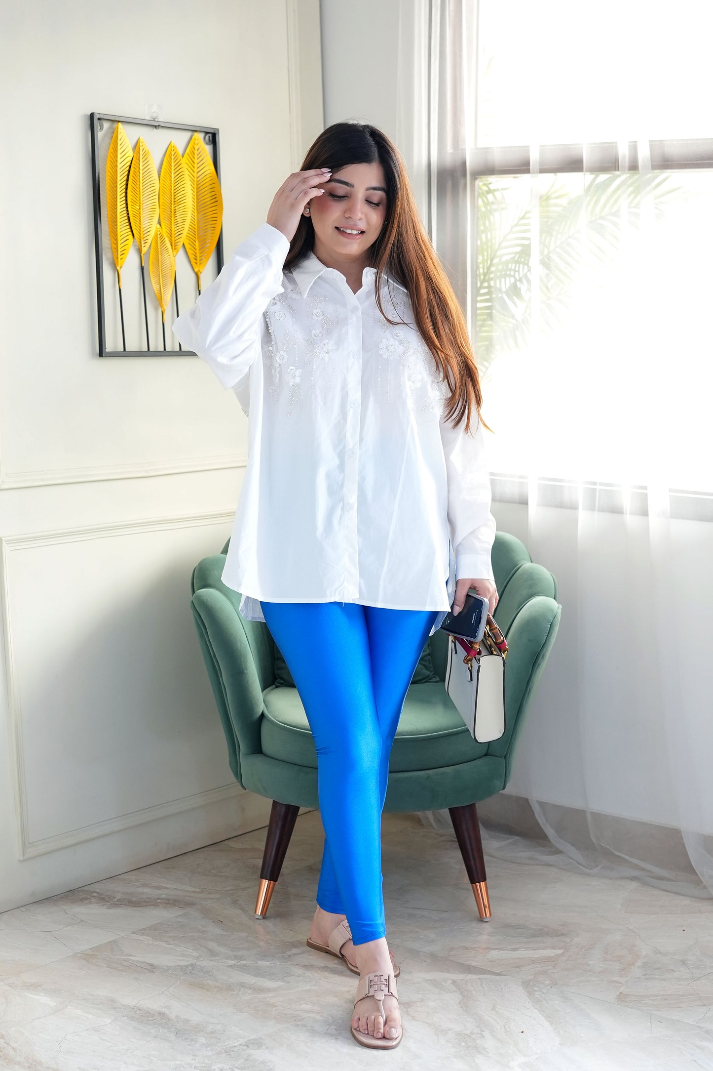 Electric Blue Glossy Leggings