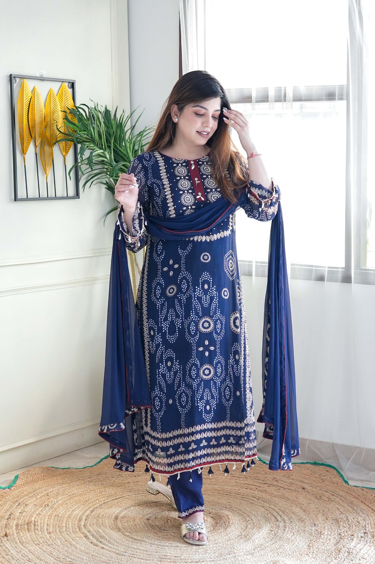 Yebaz Blue Printed Suit Set