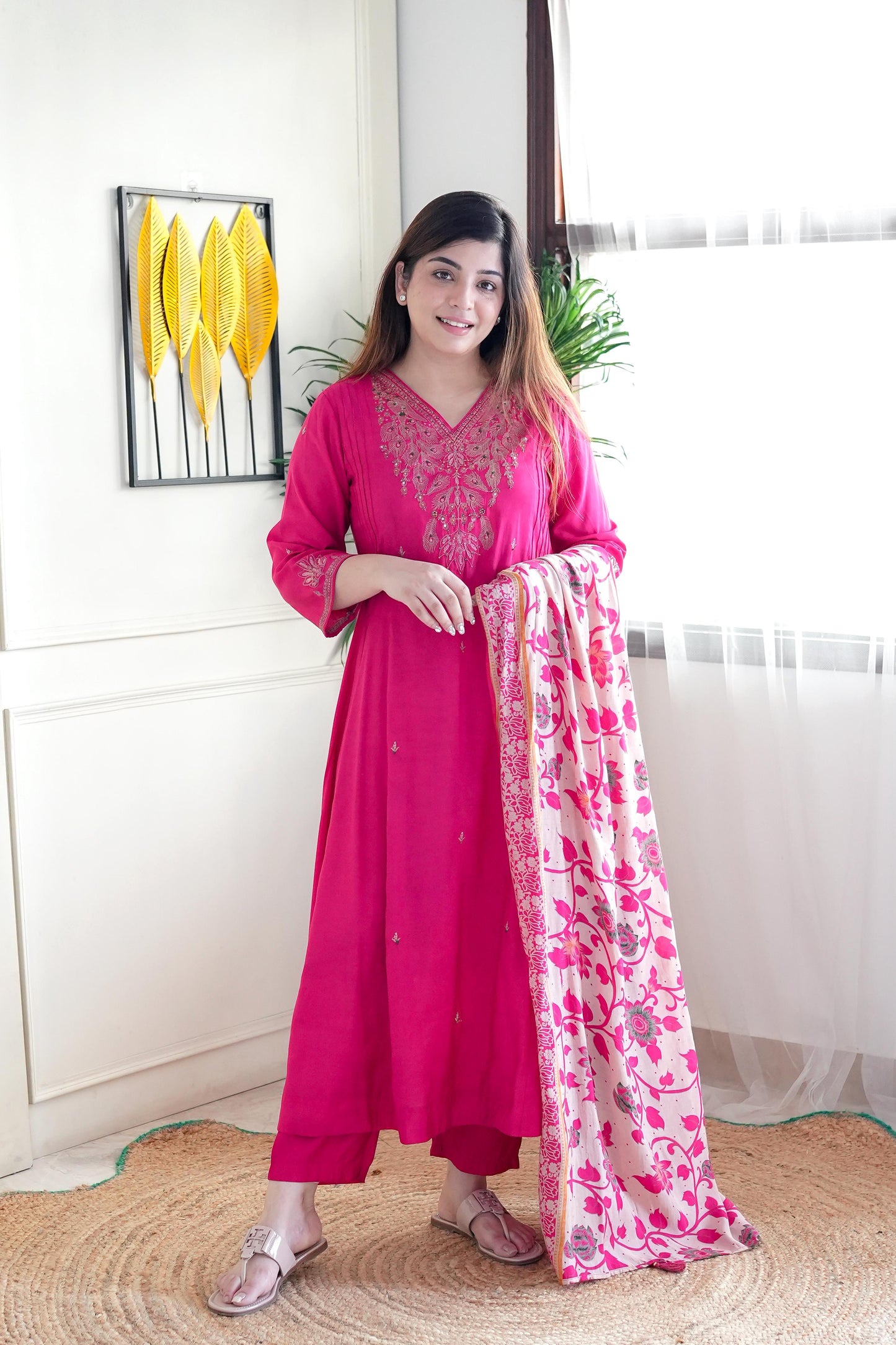 Safina Hot Pink Anarkali Suit Set