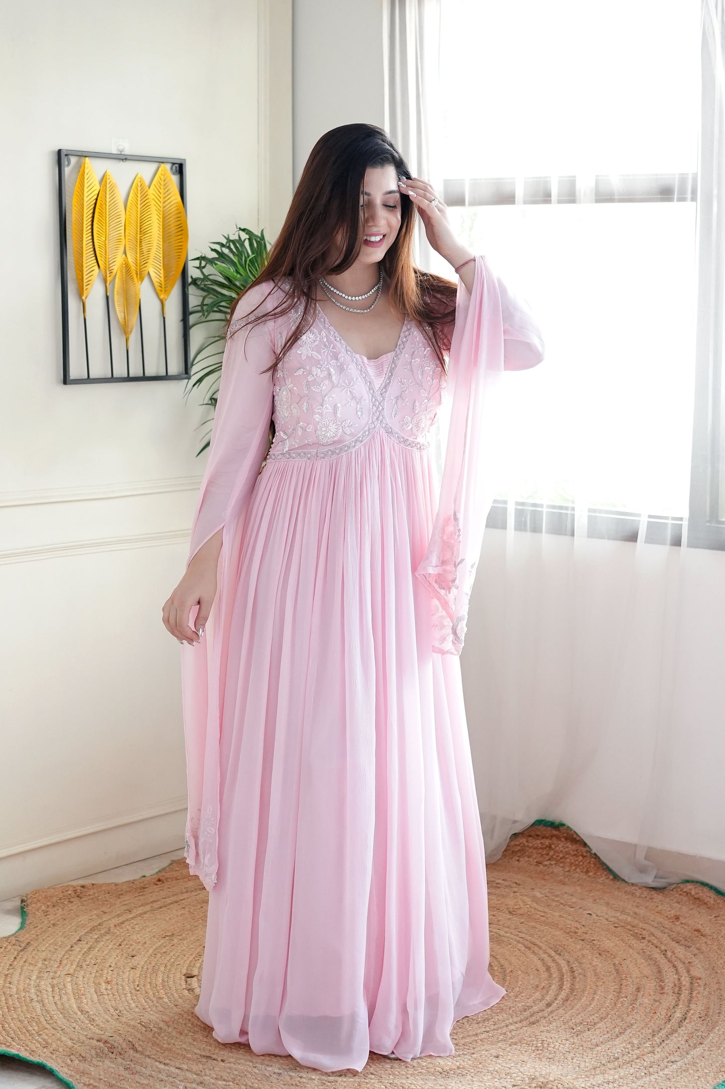 Luxe Pink  Embroidered Gown