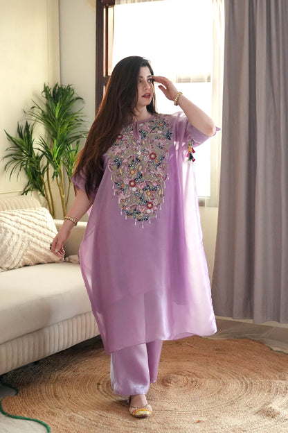 Luxe Lilac Hand Embroidered Chogha Set