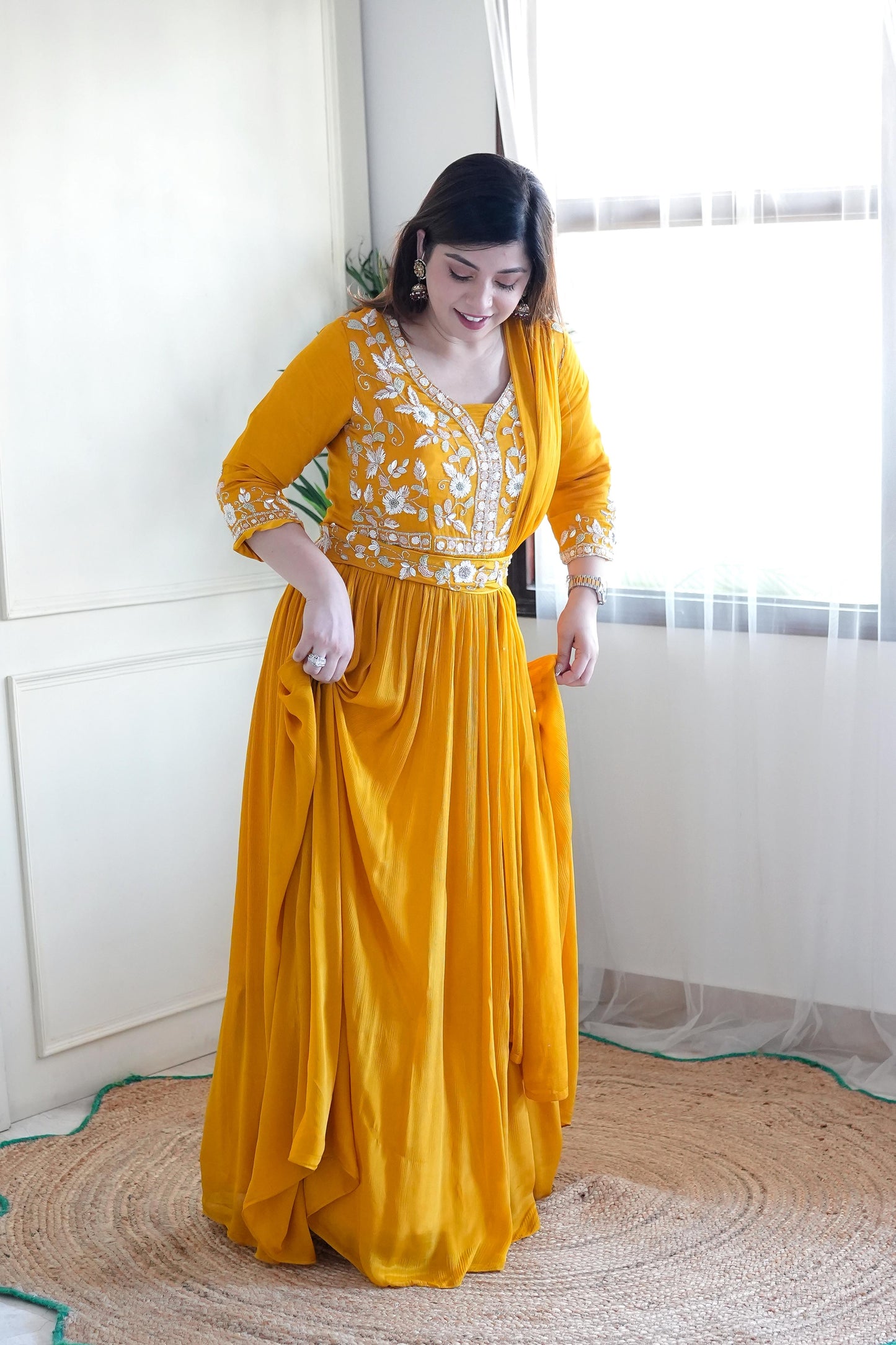 Anamika Yellow Voluminous Anarkali Suit