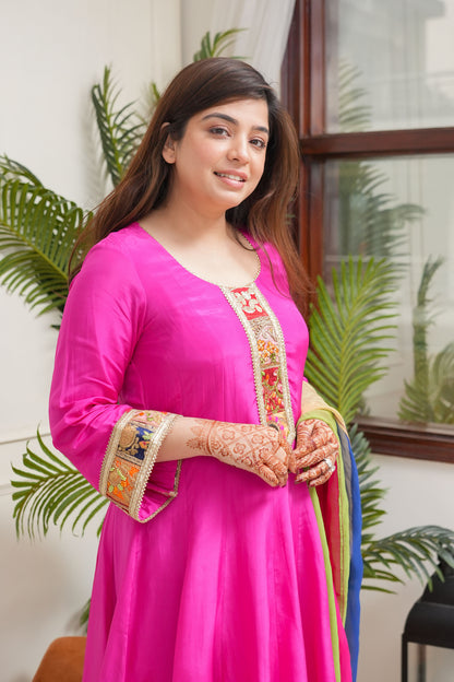 Pink Short Anarkali With Salwar