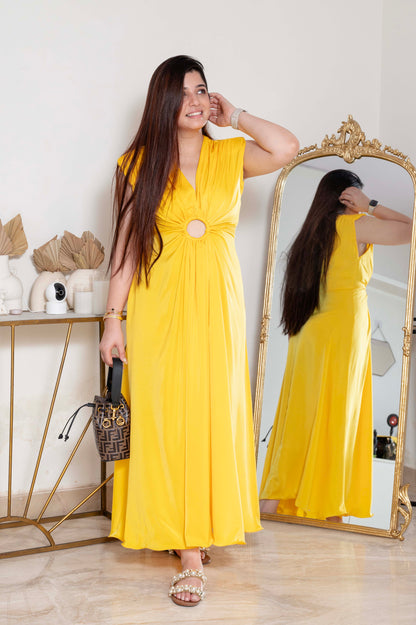 Yellow Luxe Satin Dress