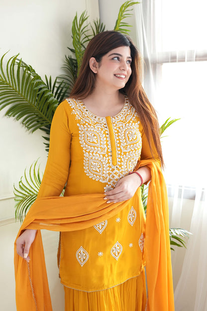 Seerat Yellow Embroidered Suit Set