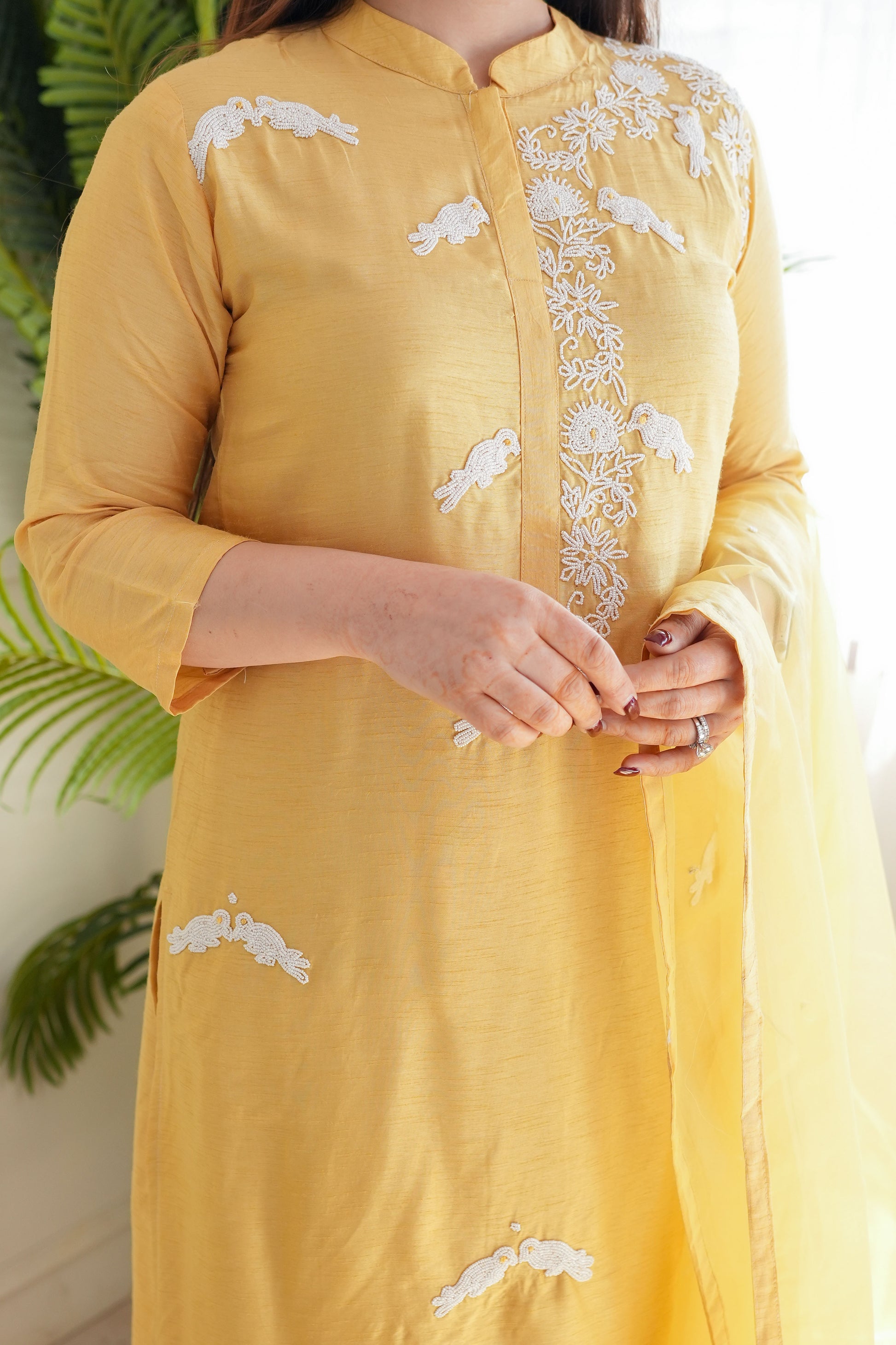 Neyamat Yellow Silk Set