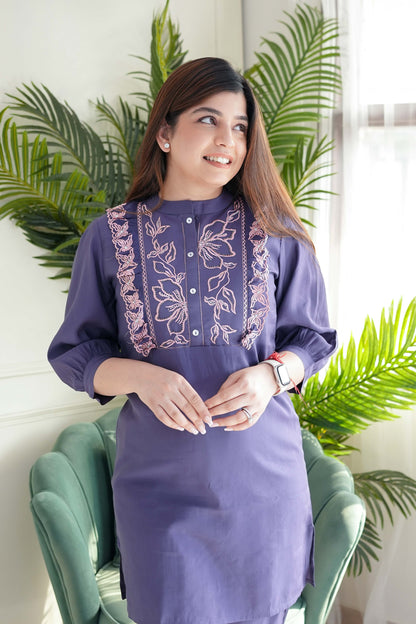 Rozana Purple Embroidered Cordset