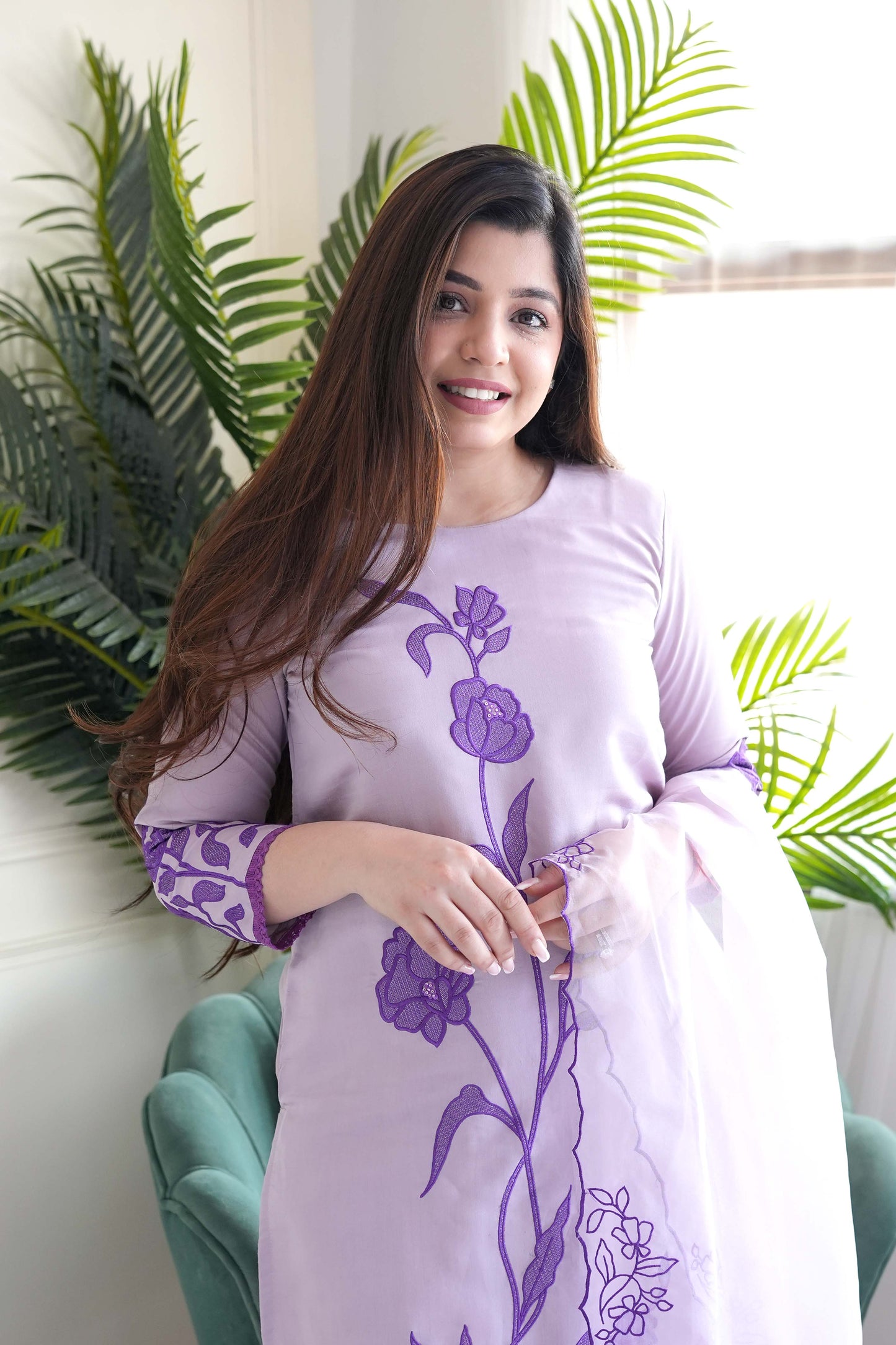 Naina Lavender Embroidered Suit Set