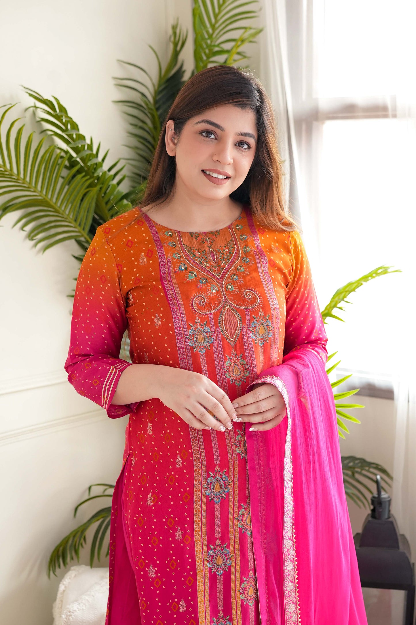 Mann Embroidered Silk Suit Set