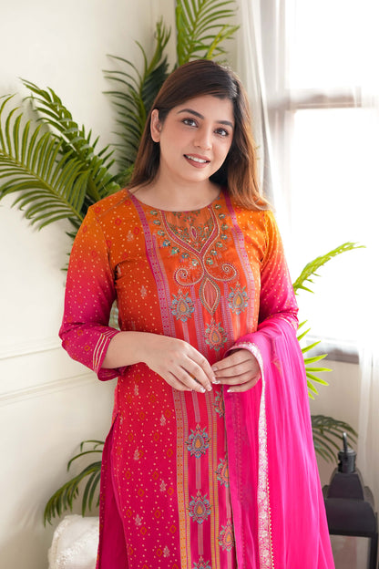 Mann Embroidered Silk Suit Set