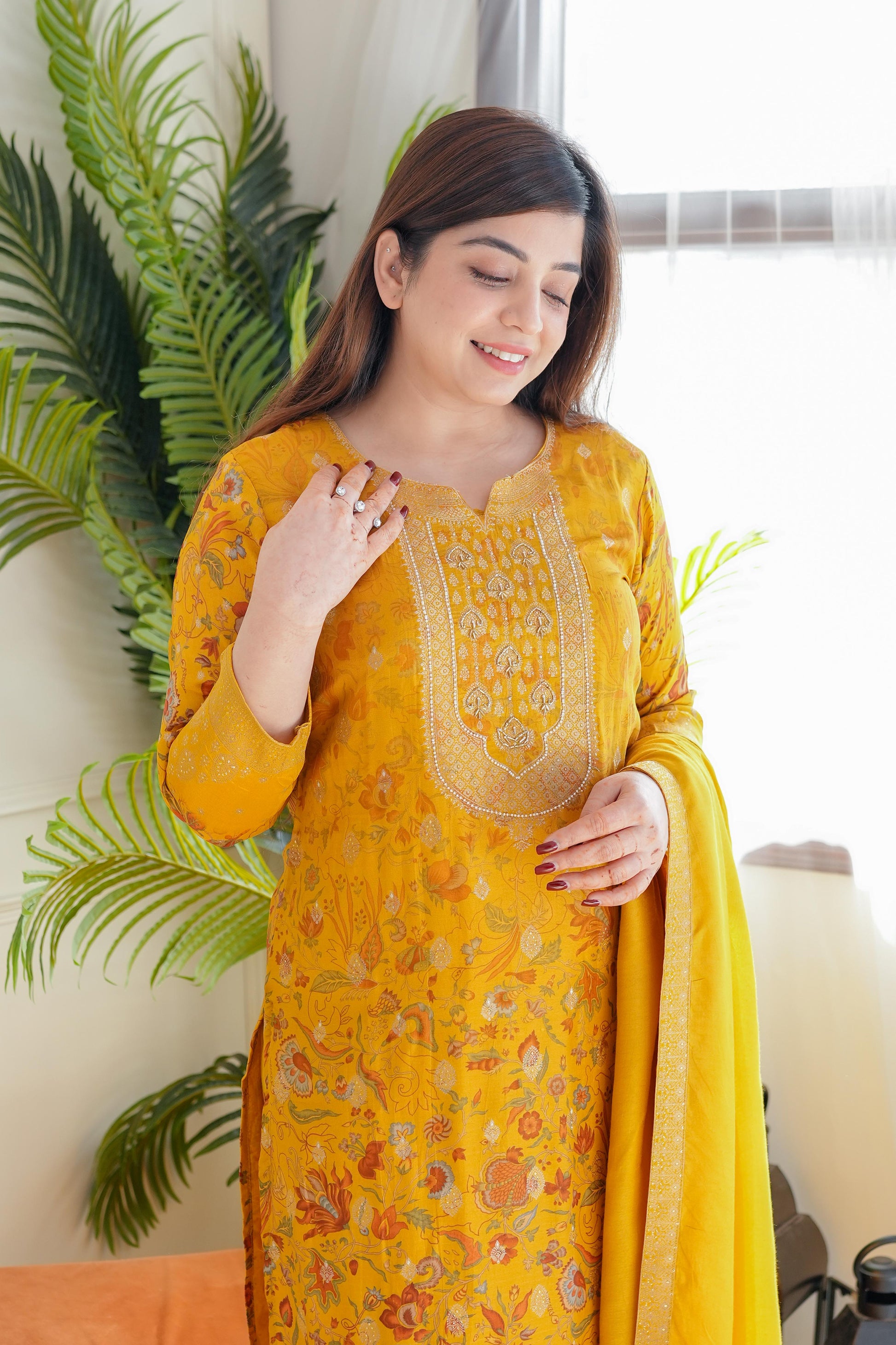 Janak Yellow Silk Suit Set