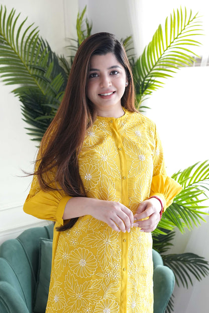 Taara Yellow Embroidered Cordset