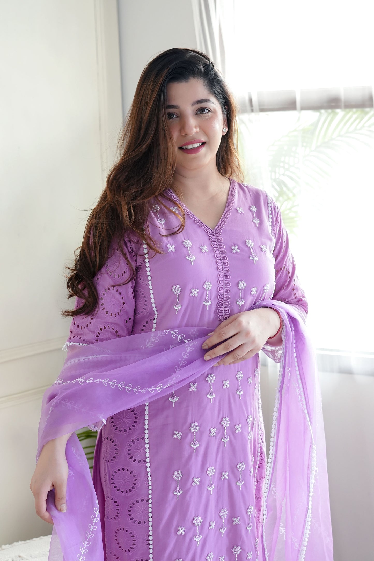 Meera Purple Embroidery Suit Set