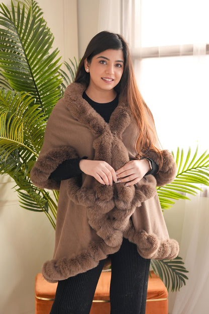 Tira Brown Furr Cape